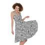 Black And White Tiger Pattern Print Sleeveless Knee Length Dress