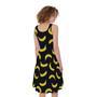 Black And Yellow Banana Pattern Print Sleeveless Knee Length Dress