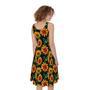 Black Autumn Sunflower Pattern Print Sleeveless Knee Length Dress