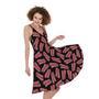 Black Bacon Pattern Print Sleeveless Knee Length Dress