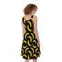 Black Banana Pattern Print Sleeveless Knee Length Dress