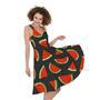 Black Cute Watermelon Pattern Print Sleeveless Knee Length Dress