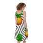 Black Geometric Pineapple Pattern Print Sleeveless Knee Length Dress