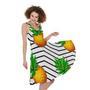 Black Geometric Pineapple Pattern Print Sleeveless Knee Length Dress