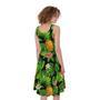 Black Hawaiian Pineapple Pattern Print Sleeveless Knee Length Dress