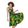 Black Hawaiian Pineapple Pattern Print Sleeveless Knee Length Dress