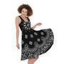 Black Paisley Bandana Print Sleeveless Knee Length Dress