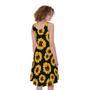 Black Sunflower Pattern Print Sleeveless Knee Length Dress