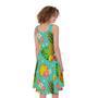 Blue Aloha Pineapple Pattern Print Sleeveless Knee Length Dress