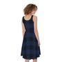 Blue And Black Tartan Pattern Print Sleeveless Knee Length Dress