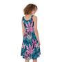 Blue And Pink Watercolor Hawaiian Print Sleeveless Knee Length Dress