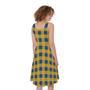 Blue And Yellow Buffalo Check Print Sleeveless Knee Length Dress