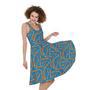 Blue Crispy Bacon Pattern Print Sleeveless Knee Length Dress