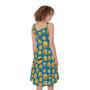 Blue Emoji Pattern Print Sleeveless Knee Length Dress