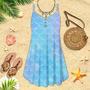 Blue Holographic Mermaid Scales Spaghetti Strap Summer Dress