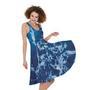 Blue Ocean Print Sleeveless Knee Length Dress