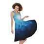 Blue Plasma Energy Print Sleeveless Knee Length Dress