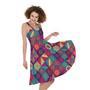 Bohemian Patchwork Pattern Print Sleeveless Knee Length Dress