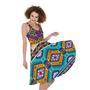 Bright Colors Aztec Pattern Print Sleeveless Knee Length Dress