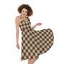 Brown And Beige Buffalo Check Print Sleeveless Knee Length Dress