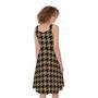 Brown And Black Houndstooth Print Sleeveless Knee Length Dress