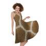 Brown Giraffe Print Sleeveless Knee Length Dress