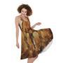 Brown Horse Painting Print Sleeveless Knee Length Dress