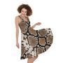 Brown Python Snakeskin Print Sleeveless Knee Length Dress