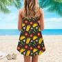 Burrito And Taco Pattern Spaghetti Strap Summer Dress