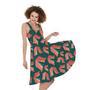 Camping Tent Pattern Print Sleeveless Knee Length Dress