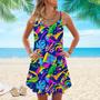 Carnival A Happy Carnival Is Coming Spaghetti Strap Summer Dress