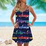 Cars Retro Style Spaghetti Strap Summer Dress