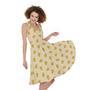 Cartoon Cheese Pattern Print Sleeveless Knee Length Dress