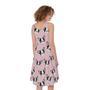 Cartoon French Bulldog Pattern Print Sleeveless Knee Length Dress