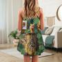 Cat And Tiger With Tropical Leaf - V-Neck Sleeveless Cami Dress