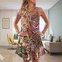 Cat Art Lover Cat Colorful - V-Neck Sleeveless Cami Dress