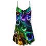 Cat Awesome Flash Neon Style - V-Neck Sleeveless Cami Dress