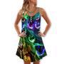 Cat Awesome Flash Neon Style - V-Neck Sleeveless Cami Dress