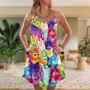 Cat Colorful Little Cute Kitten Happy Life - V-Neck Sleeveless Cami Dress