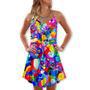 Cat Colorfull Rainbow Style - V-Neck Sleeveless Cami Dress