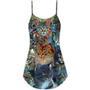 Cat Glass Art Colorful Cat Lover - V-Neck Sleeveless Cami Dress