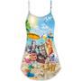 Cat Happy Love Beach Sunshine - V-Neck Sleeveless Cami Dress