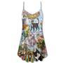 Cat Loves Home And Loves Summer - V-Neck Sleeveless Cami Dress