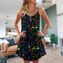 Cat Neon Colorful Playing With Kitten Magical - V-Neck Sleeveless Cami Dress