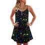 Cat Neon Colorful Playing With Kitten Magical - V-Neck Sleeveless Cami Dress