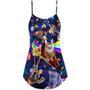 Cat Ride Food In Space Galaxy - V-Neck Sleeveless Cami Dress