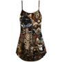 Cat Steampunk We're All Mad Here - V-Neck Sleeveless Cami Dress