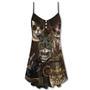 Cat Streampunk Vintage Style - V-Neck Sleeveless Cami Dress