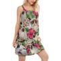 Cat Tropical Floral Lovely Siamese Cat - Women's Sleeveless Cami Dress