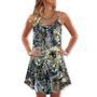 Cat Vintage Neutral Flower Cool - V-Neck Sleeveless Cami Dress